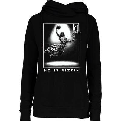 Jesus He Is Rizzin Basketball Easter Christian Religious Womens Funnel Neck Pullover Hood