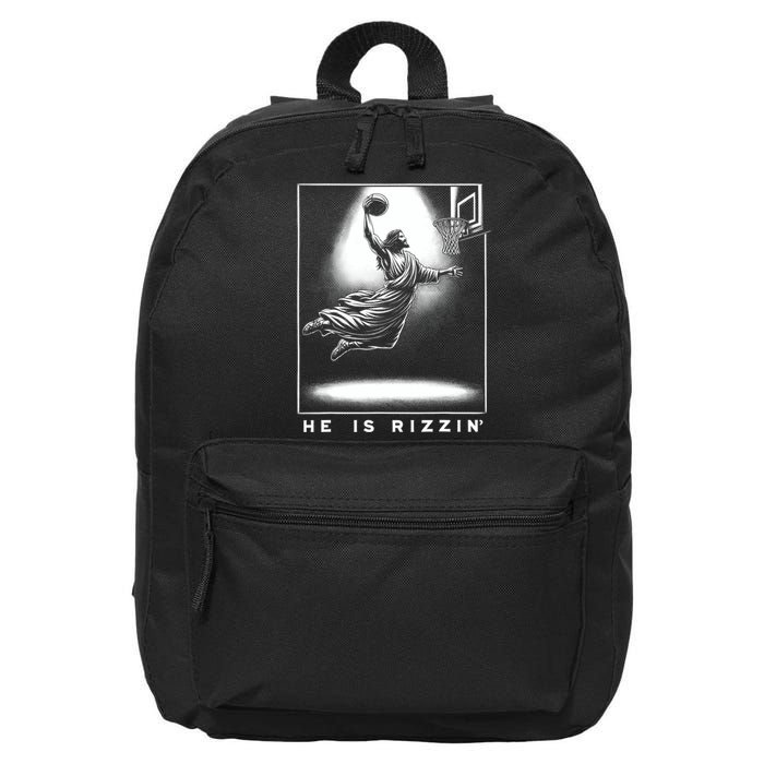 Jesus He Is Rizzin Basketball Easter Christian Religious 16 in Basic Backpack