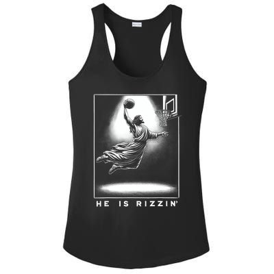 Jesus He Is Rizzin Basketball Easter Christian Religious Ladies PosiCharge Competitor Racerback Tank