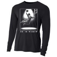 Jesus He Is Rizzin Basketball Easter Christian Religious Cooling Performance Long Sleeve Crew