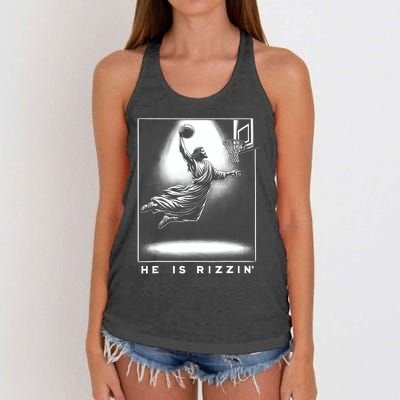 Jesus He Is Rizzin Basketball Easter Christian Religious Women's Knotted Racerback Tank