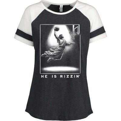 Jesus He Is Rizzin Basketball Easter Christian Religious Enza Ladies Jersey Colorblock Tee