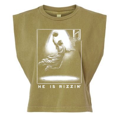 Jesus He Is Rizzin Basketball Easter Christian Religious Garment-Dyed Women's Muscle Tee