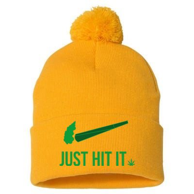 Just Hit It Cannabis Smoker Pom Pom 12in Knit Beanie