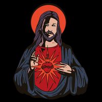 Jesus Heart Illustration Drawstring Bag