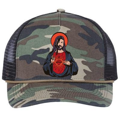 Jesus Heart Illustration Retro Rope Trucker Hat Cap