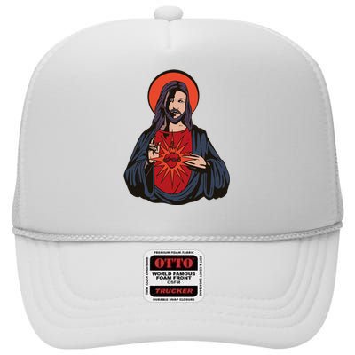 Jesus Heart Illustration High Crown Mesh Back Trucker Hat