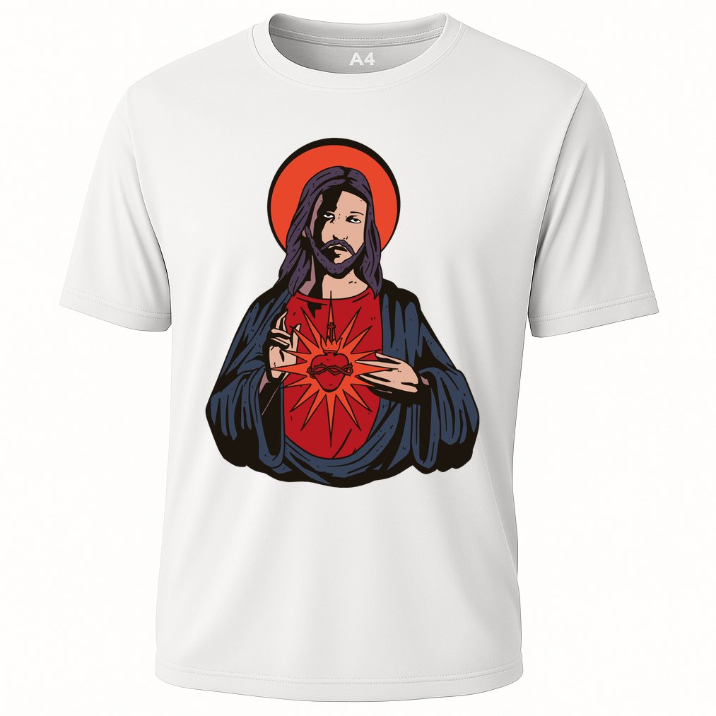 Jesus Heart Illustration Cooling Performance Crew T-Shirt