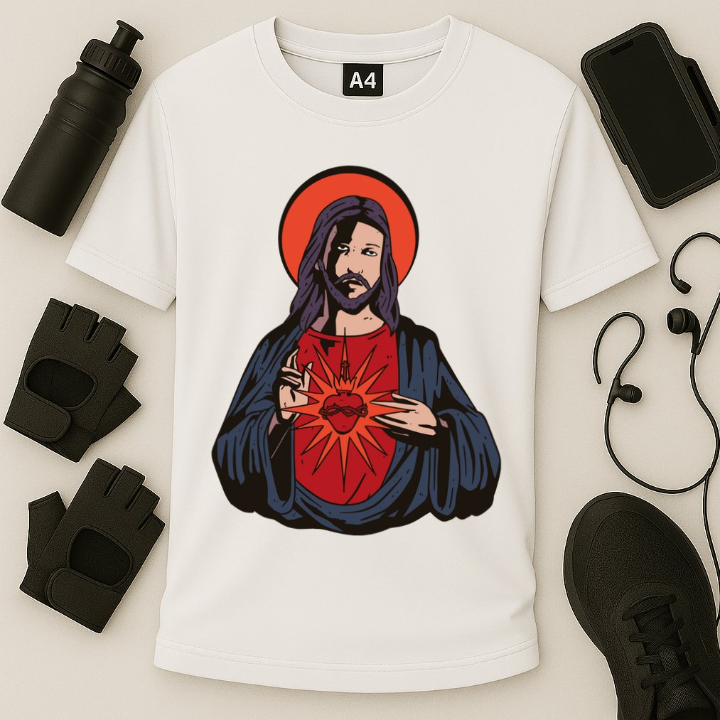 Jesus Heart Illustration Cooling Performance Crew T-Shirt