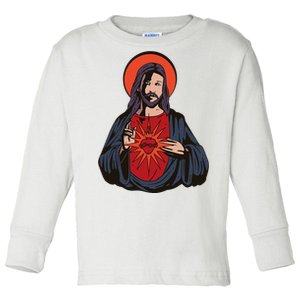 Jesus Heart Illustration Toddler Long Sleeve Shirt