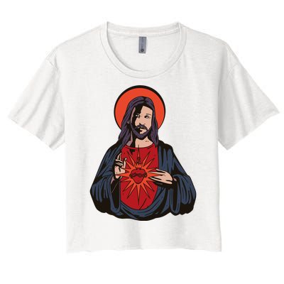 Jesus Heart Illustration Women's Crop Top Tee