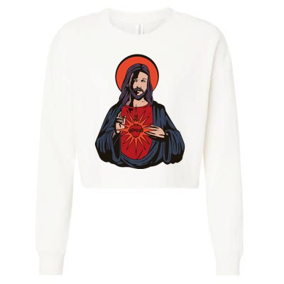 Jesus Heart Illustration Cropped Pullover Crew