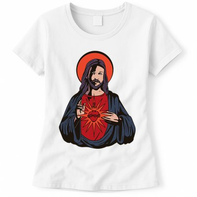 Jesus Heart Illustration Womens T-Shirt