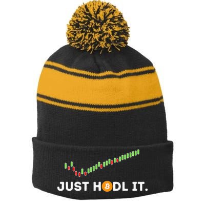 Just HODL It Funny Crypto Trader BTC Bitcoin Investor Stripe Pom Pom Beanie