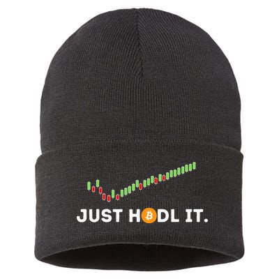Just HODL It Funny Crypto Trader BTC Bitcoin Investor Sustainable Knit Beanie