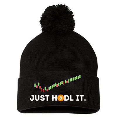 Just HODL It Funny Crypto Trader BTC Bitcoin Investor Pom Pom 12in Knit Beanie