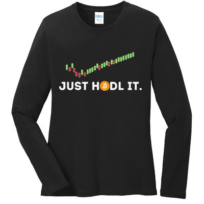 Just HODL It Funny Crypto Trader BTC Bitcoin Investor Ladies Long Sleeve Shirt