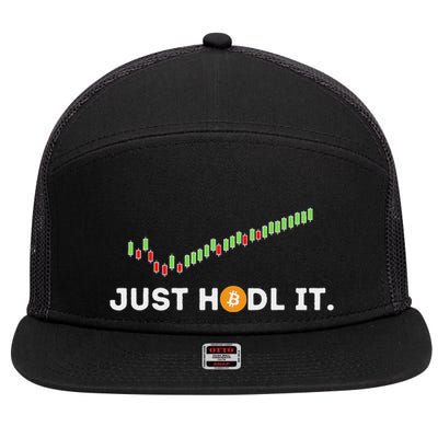 Just Hodl It Funny Crypto Trader Btc Bitcoin Investor 7 Panel Mesh Trucker Snapback Hat