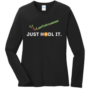 Just Hodl It Funny Crypto Trader Btc Bitcoin Investor Ladies Long Sleeve Shirt