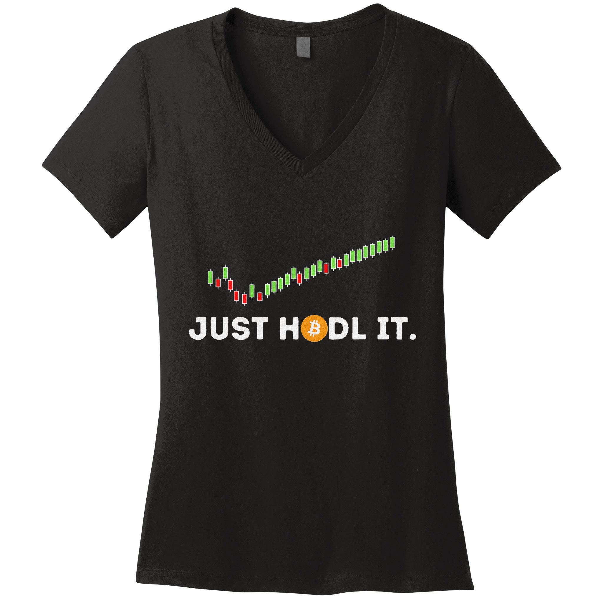 Just Hodl It Funny Crypto Trader Btc Bitcoin Investor Women's V-Neck T-Shirt