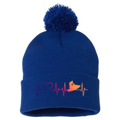 Jetski Heartbeat I Love Ecg Water Sports Jet Skiing Gift Pom Pom 12in Knit Beanie