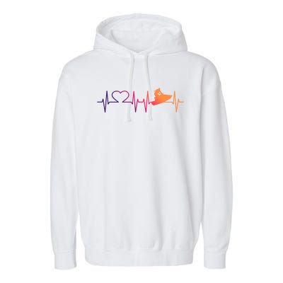 Jetski Heartbeat I Love Ecg Water Sports Jet Skiing Gift Garment-Dyed Fleece Hoodie