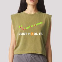 Just Hodl It Funny Crypto Trader Btc Bitcoin Investor Garment-Dyed Women's Muscle Tee