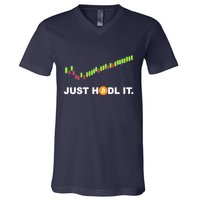 Just Hodl It Funny Crypto Trader Btc Bitcoin Investor V-Neck T-Shirt