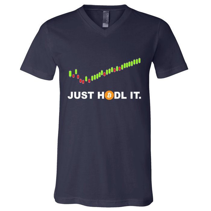 Just Hodl It Funny Crypto Trader Btc Bitcoin Investor V-Neck T-Shirt