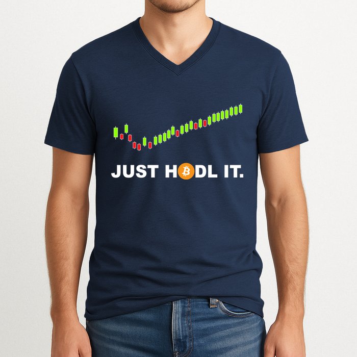 Just Hodl It Funny Crypto Trader Btc Bitcoin Investor V-Neck T-Shirt
