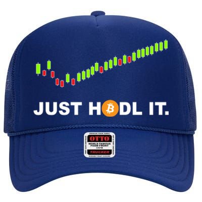 Just Hodl It Funny Crypto Trader Btc Bitcoin Investor High Crown Mesh Back Trucker Hat