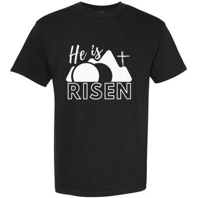 Jesus He Is Risen Tomb And Cross Garment-Dyed Heavyweight T-Shirt