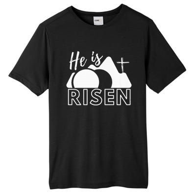 Jesus He Is Risen Tomb And Cross Tall Fusion ChromaSoft Performance T-Shirt