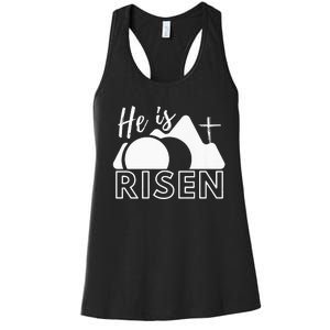 Jesus He Is Risen Tomb And Cross Women's Racerback Tank