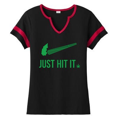 Just Hit It | Cannabis Smoker Ladies Halftime Notch Neck Tee