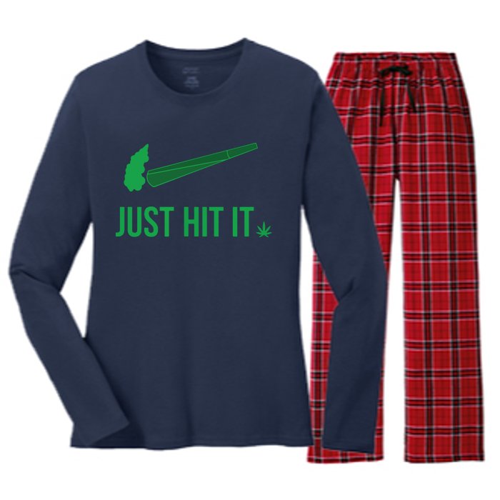 Just Hit It | Cannabis Smoker Women's Long Sleeve Flannel Pajama Set 