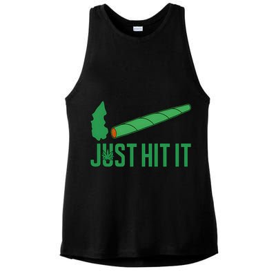 Just Hit It Weed Joint Happy 420 Day Weed Lover Marijuana Weed Smoker Ladies PosiCharge Tri-Blend Wicking Tank