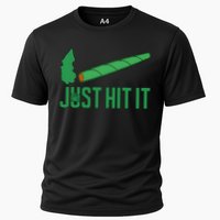 Just Hit It Weed Joint Happy 420 Day Weed Lover Marijuana Weed Smoker Cooling Performance Crew T-Shirt