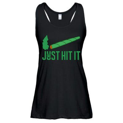 Just Hit It Weed Joint Happy 420 Day Weed Lover Marijuana Weed Smoker Ladies Essential Flowy Tank