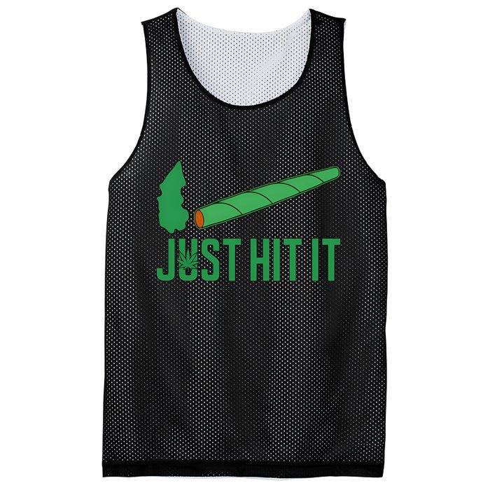 Just Hit It Weed Joint Happy 420 Day Weed Lover Marijuana Weed Smoker Mesh Reversible Basketball Jersey Tank