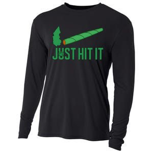 Just Hit It Weed Joint Happy 420 Day Weed Lover Marijuana Weed Smoker Cooling Performance Long Sleeve Crew