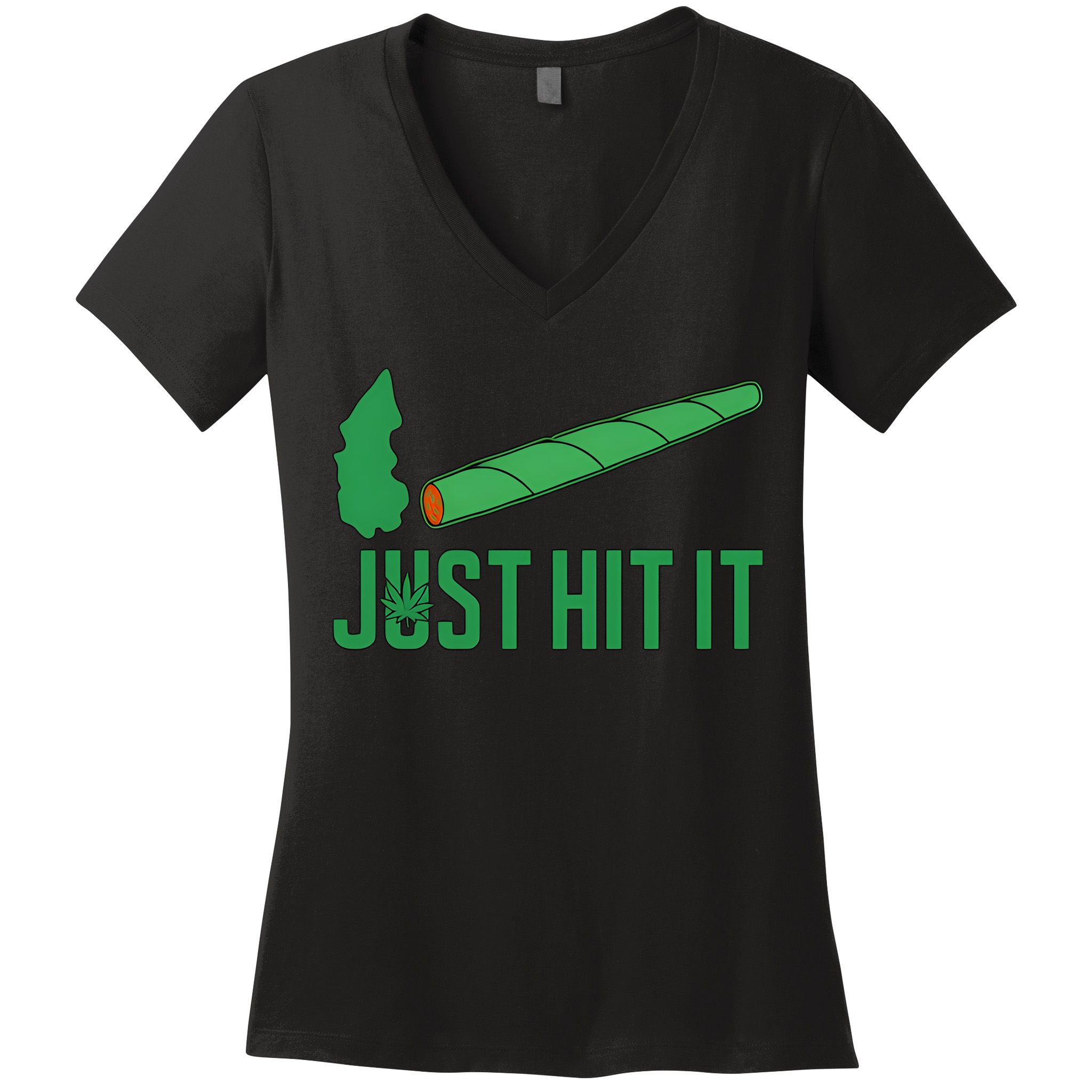 Just Hit It Weed Joint Happy 420 Day Weed Lover Marijuana Weed Smoker Women's V-Neck T-Shirt