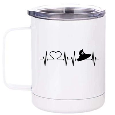 Jetski Heartbeat I Love Ecg Water Sports Jet Skiing Gift 12 oz Stainless Steel Tumbler Cup