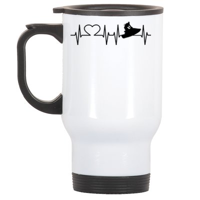 Jetski Heartbeat I Love Ecg Water Sports Jet Skiing Gift Stainless Steel Travel Mug