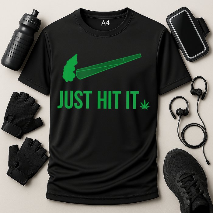 Just Hit It Cannabis Smoker Cooling Performance Crew T-Shirt