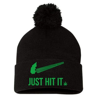Just Hit It Cannabis Smoker Pom Pom 12in Knit Beanie