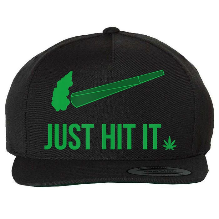 Just Hit It Cannabis Smoker Wool Snapback Cap