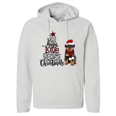 Joy Hope Love Peace Christmas Rottweiler 2020 Gift Performance Fleece Hoodie