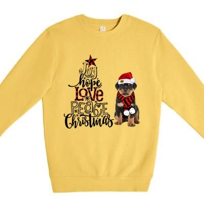 Joy Hope Love Peace Christmas Rottweiler 2020 Gift Premium Crewneck Sweatshirt