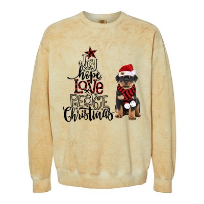 Joy Hope Love Peace Christmas Rottweiler 2020 Gift Colorblast Crewneck Sweatshirt